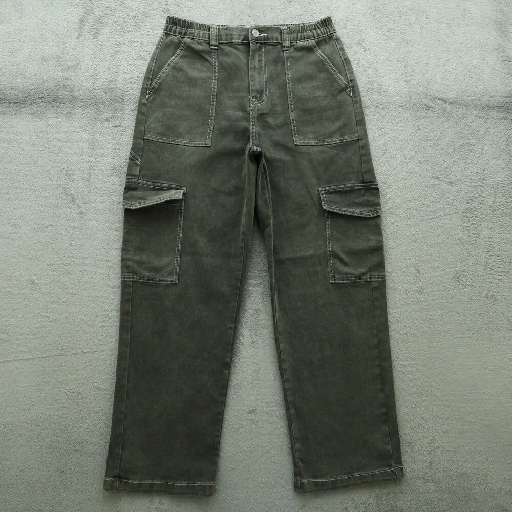 Flying Angel Jeans Junior's Size 11/30 Gray High-Rise Cargo Straight 30" Inseam